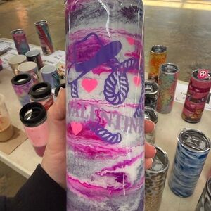 Colorful Valentine's Tumbler Handmade Cowboy Howdy Cowgirl Glitter 20 oz